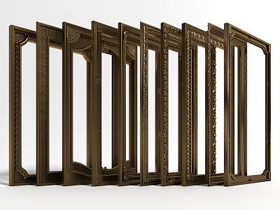 Multiple Vintage Carved Picture Frames With Intricate Designs And Classic Styles 3d model