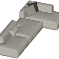 White Modular Multi Person Sofa With Modern Design And Comfortable Cushions 3d model
