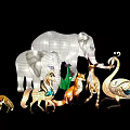 Animal Shaped Landscape Sculptures Featuring Elephant Swan Fox And Horse Light Artworks