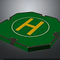 Green Octagonal Platform Design With Yellow H Letter And White Circle 3d model