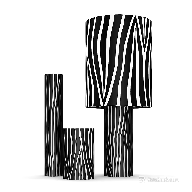 Modern Black And White Striped Floor Lamp With Contemporary Stylish Design 3d model 
