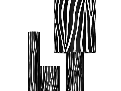 Modern Black And White Striped Floor Lamp With Contemporary Stylish Design 3d model