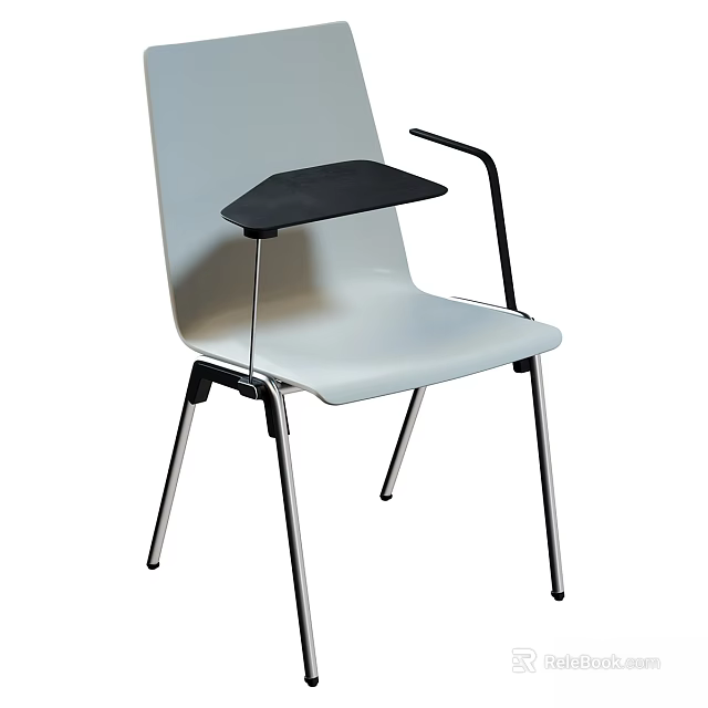 Modern Office Chair With Gray Seat Black Tablet Arm And Metal Legs Design 3d model 