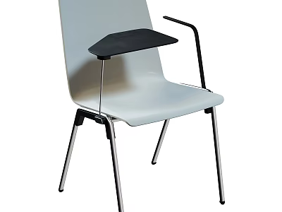 Modern Office Chair With Gray Seat Black Tablet Arm And Metal Legs Design 3d model