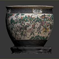 Handcrafted Ceramic Sculpture Carving With Intricate Painted Patterns And Decorative Base