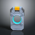 Gray Computer Interface Module with Blue Glowing Ring Yellow Stripe and CTM4530