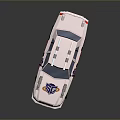 Military Vehicle With White Body Roof Searchlights Front Badge And Side Devices