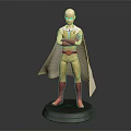 Bald Superhero Character Figurine With Yellow Uniform Red Boots and White Cape