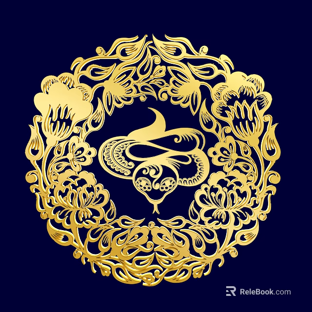 Golden Circular Sculpture Design Featuring Intricate Floral Patterns And Central Phoenix Figure 3d model 