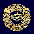 Golden Circular Sculpture Design Featuring Intricate Floral Patterns And Central Phoenix Figure