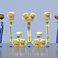Yellow Inflatable Beer Mug Models With Colorful Balloons And Blue Banners