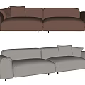 Modern Brown and White Leather Two-Seater Sofa With Comfortable Cushions