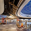 Elegant Modern Shopping Mall Atrium Featuring Glass Ceiling Wooden Accents And Soft Lighting