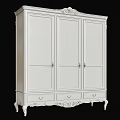 Classic White Wooden Armoire with Three Doors and Three Drawers for Bedroom Storage