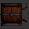 Rustic Wooden Barrel Shaped Decorative Ornament Set With Wood Grain Metal Accents And Handle Design