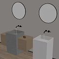Modern sink sink sink floor basin faucet mirror 3d model