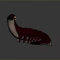 Red Worm 3D Model with Segmented Body Large Eyes Light Colored Abdomen and Multiple Legs 3d model