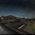 Ancient Architecture with Traditional Roofs Courtyard and City Wall Under Blue Sky