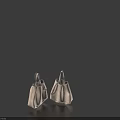 Two White Leather Tote Bags with Grey Handles Minimalist Design on Blue Background and Reflection