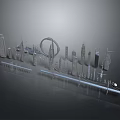 Modern Architectural Model Featuring Urban Skyscrapers Bridge Structures And Detailed Design 3d model