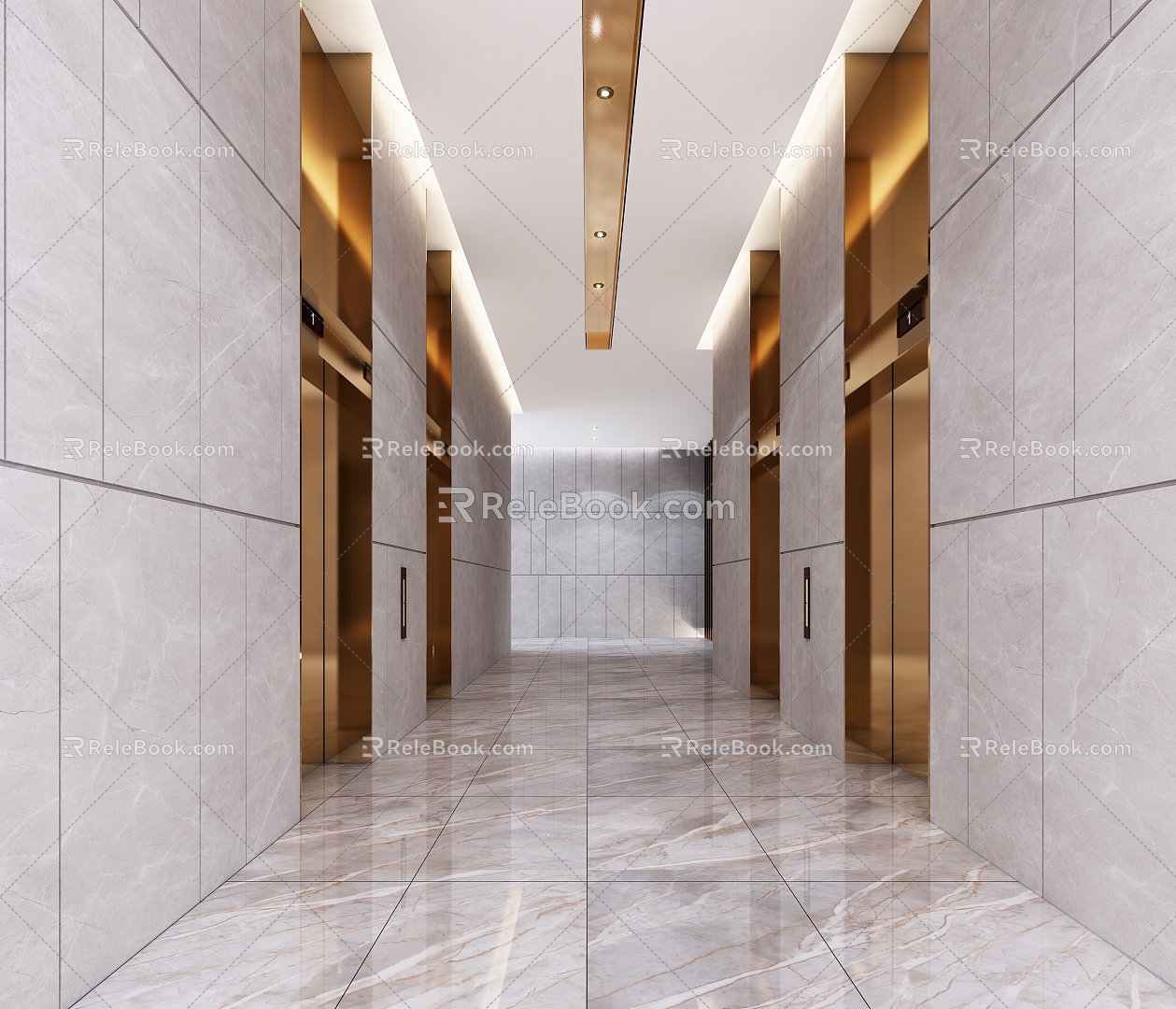 Elevator aisle corridor public area unit office building elevator 3d model