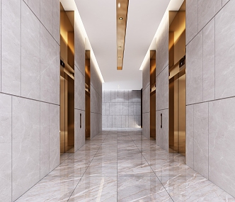 Elevator aisle corridor public area unit office building elevator 3d model