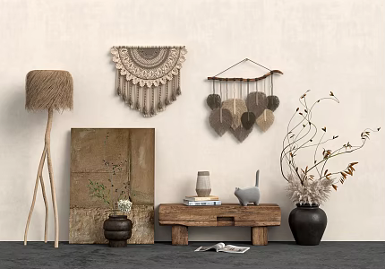Silky Wind Wall Decoration Floor Lamp Stool Pottery Pot 3d model