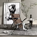 Modern recliner single chair coffee table combination 3d model