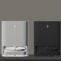 Two White and Black Robot Vacuum Base Stations Placed Side by Side Against Light Wall 3d model