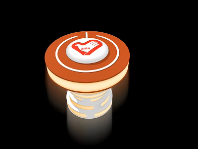 Circular Orange And White Object With Heart Design And Layered Base Structure 3d model