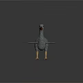 Flying Animal Gray Bird Figure Standing With White Wing Edges Pink Beak And Yellow Legs