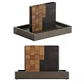 Geometric Wooden And Metal Decorative Ornament Set With Tray And Assorted Blocks