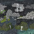 Courtyard Garden With Natural Rock Formations Waterfalls Lush Green Plants And Serene Water Area