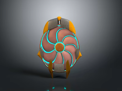 Modern Circular Household Item With Orange Gray Accents And Blue Glowing Lines 3d model