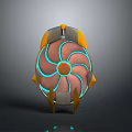 Modern Circular Household Item With Orange Gray Accents And Blue Glowing Lines