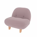 Cozy Pink Plush Single Sofa With Curved Design And Wooden Legs