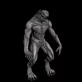 Game Movie Monster Character 3D Design with Wolf Like Head Muscular Body Clawed Hands