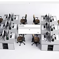 Modern Office Workspace With Multiple Desks Ergonomic Chairs And Potted Plants