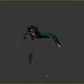 Green Mythical Creature Interacting With Blue Yellow Spotted Character In Dark Space With Floating Lights