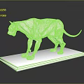 Silver Walking Leopard Sculpture With Reflective Base And Shiny Detailed Surface 3d model