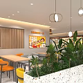 Modern Bright Casual Restaurant Interior Design With Colorful Chairs Large Glass Windows And Cozy Lighting