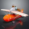 Vintage Orange Passenger Airplane with Propeller Biplane Design and Retro Style