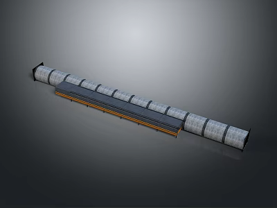 Longitudinal Cylindrical Structural Component With Multiple Segments And Central Flat Panel 3d model