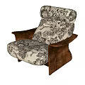 Stylish Accent Lounge Chair With Wooden Armrests And Floral Fabric Design