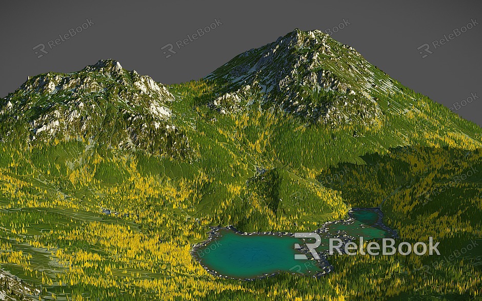 mountain peaks lake mountains mountain terrain model