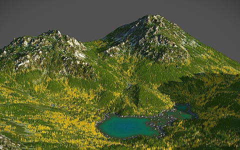 mountain peaks lake mountains mountain terrain 3d model