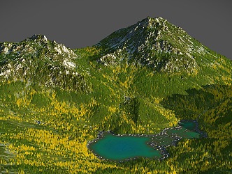 mountain peaks lake mountains mountain terrain 3d model