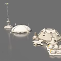 Space Base Model With Dome Habitats Communication Tower And Scientific Modules 3d model