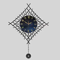 Two Decorative Wall Clocks With Dark Dial Metal Lattice Diamond Frame And Pendulum 3d model