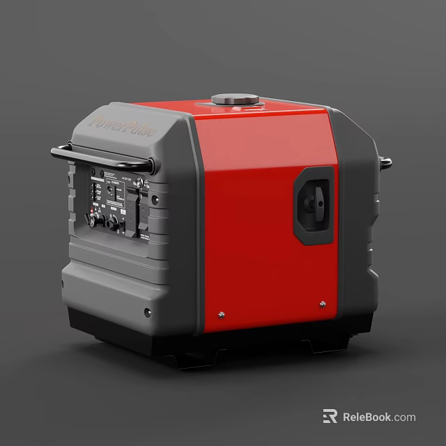 Red And Gray Portable Industrial Generator Equipment With Compact Design And Control Panel 3d model 
